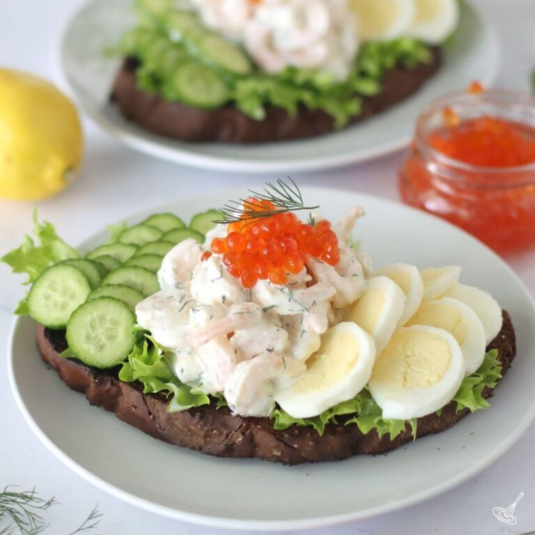 Swedish Shrimp Sandwich on a plate.