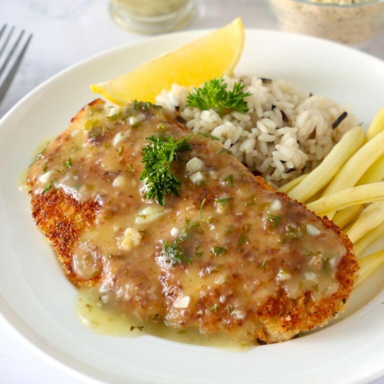 Crispy Lemon Chicken Cutlets on a plate.