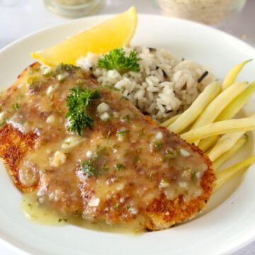 Crispy Lemon Chicken Cutlets on a plates