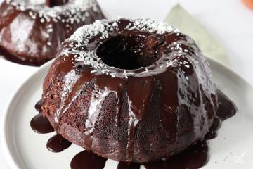 Chocolate Zucchini Bundt Cake on a plate.