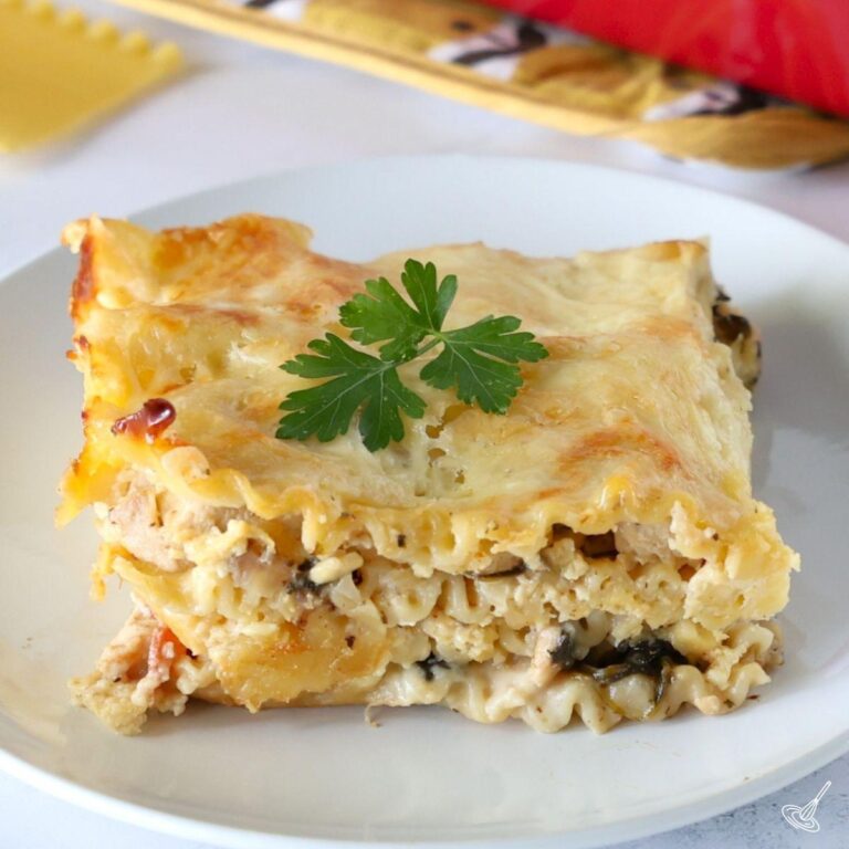 Chicken Spinach Lasagna on a plate.