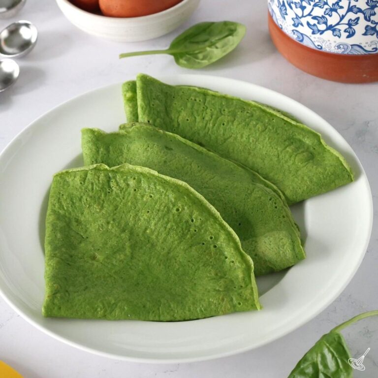 Spinach Crêpe Recipe on a plate.