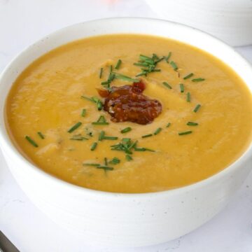 A bowl of Cauliflower Bisque Soup
