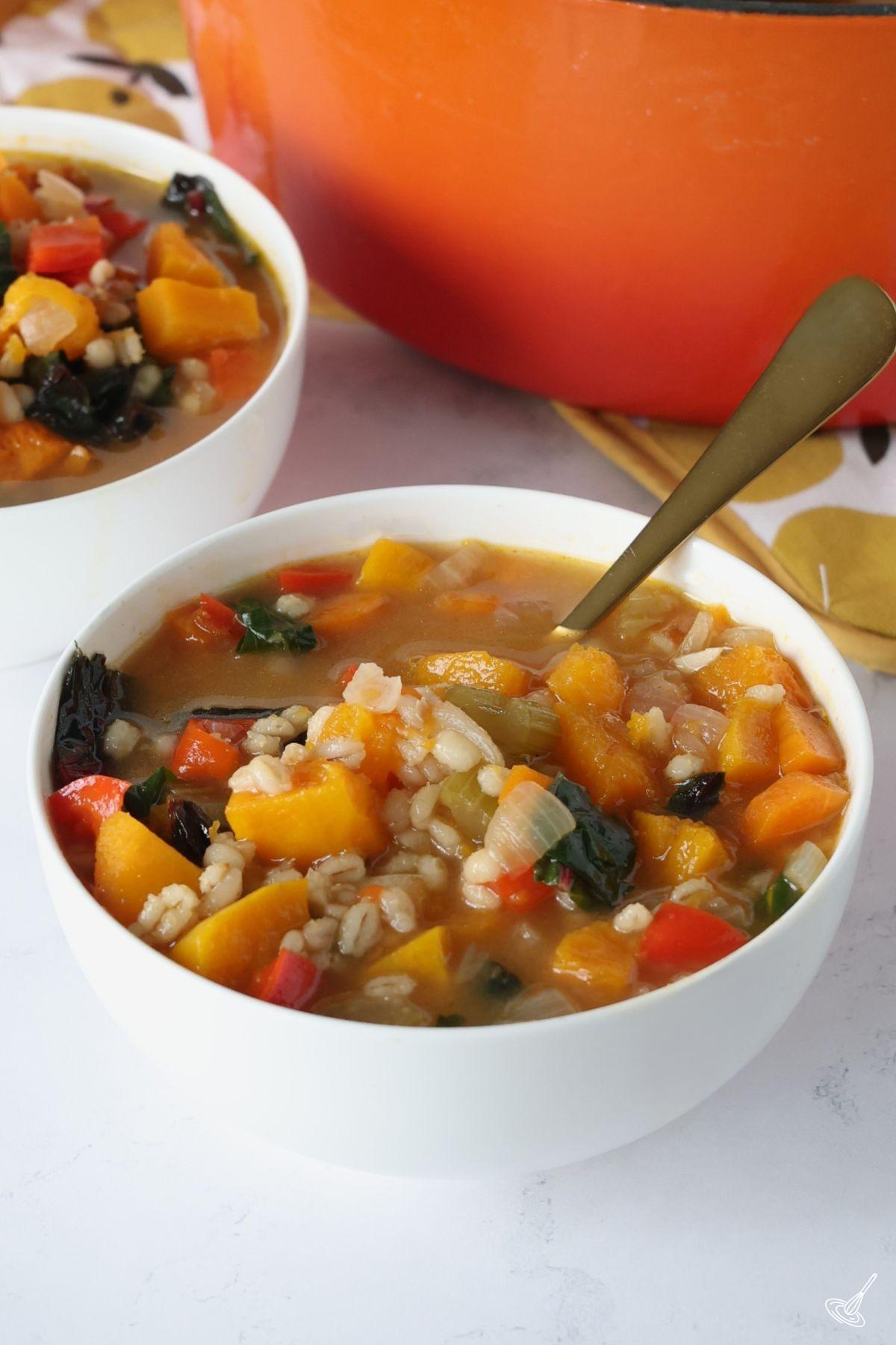 Golden Harvest Soup in a white bowl.