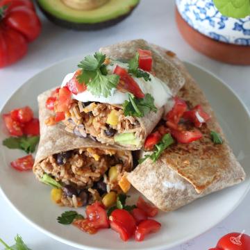 Ground Turkey Burritos on a plate.