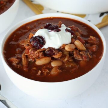 Cranberry Turkey Chili in a bowl.