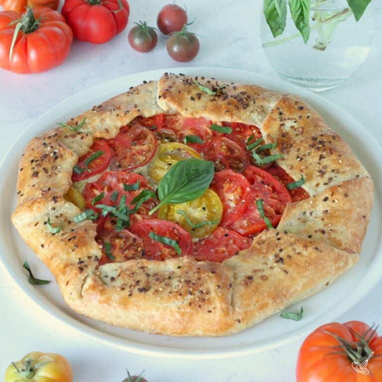 Tomato Pesto Galette on a plate.