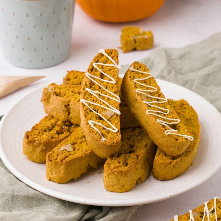 Maple Walnut Pumpkin Biscotti on a plate.