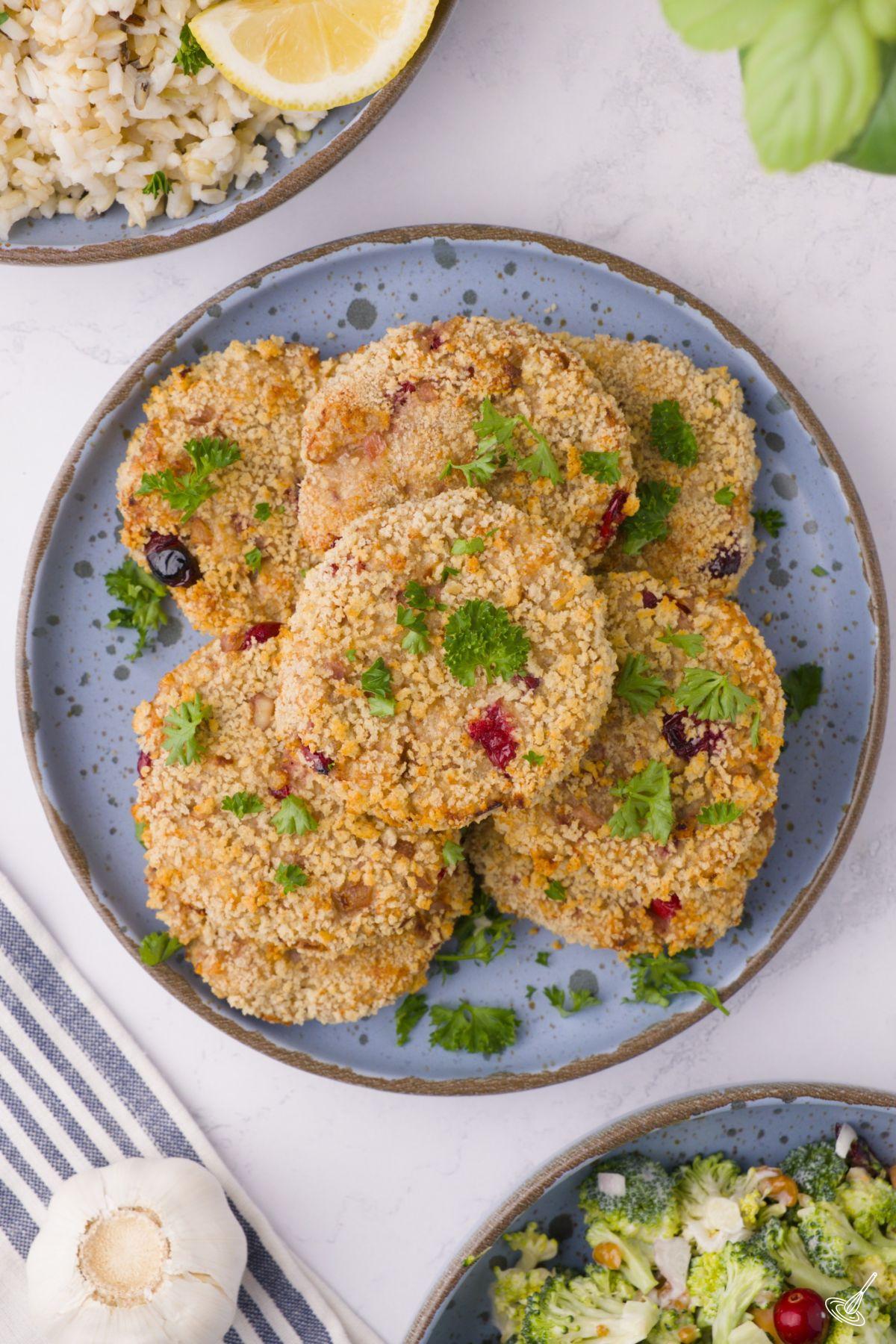 Baked Turkey Cranberry Croquettes on a plate. 