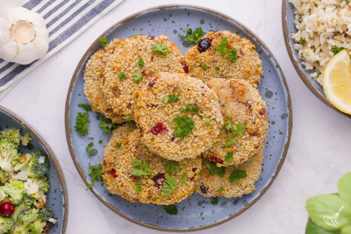 Baked Turkey Cranberry Croquettes on a plate. 
