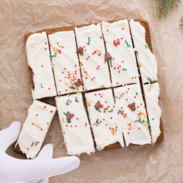 Gingerbread Cookie Bars cut into pieces.