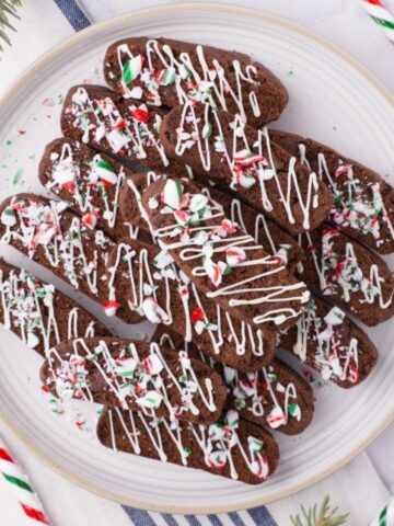 Chocolate Peppermint Biscotti on a plate.