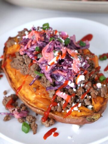 Ground Beef Sweet Potato on a plate.