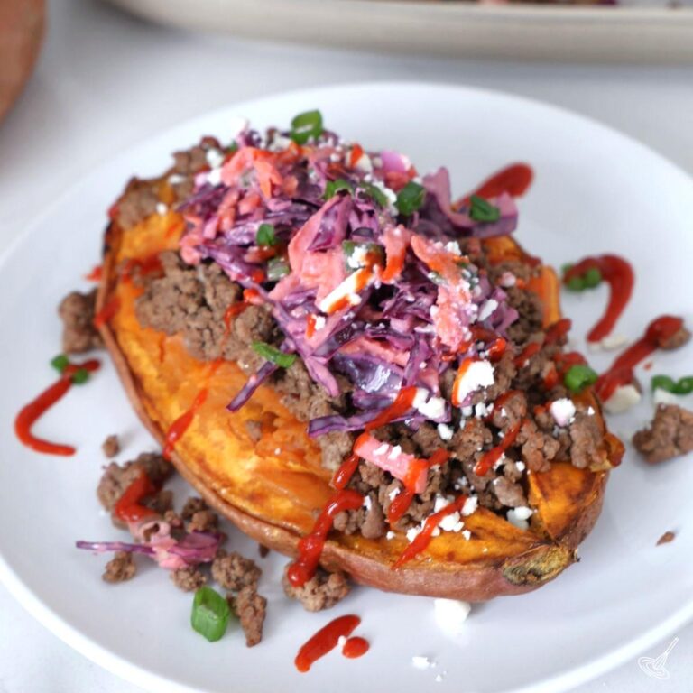Ground Beef Sweet Potato on a plate.