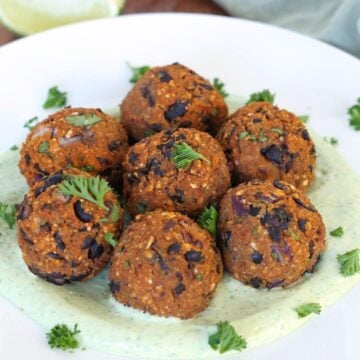 Sweet Potato Black Bean Meatballs on a plate.
