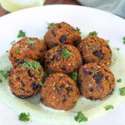 Sweet Potato Black Bean Meatballs on a plate.