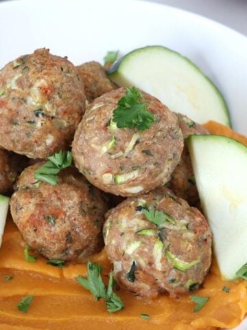 Oven baked turkey zucchini meatballs.