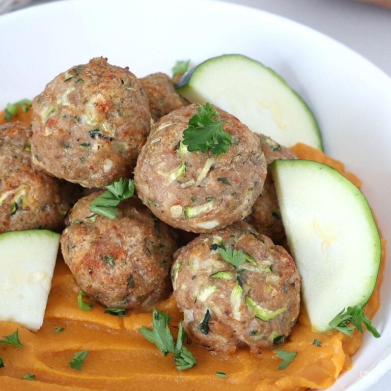 Oven baked turkey zucchini meatballs.