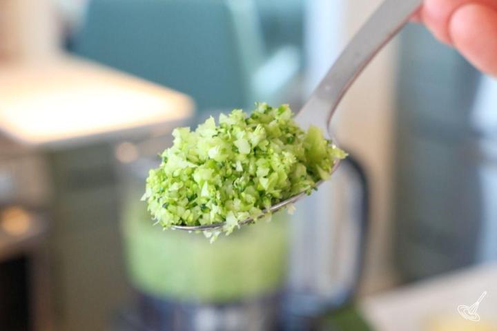 A spoonful of broccoli rice. 
