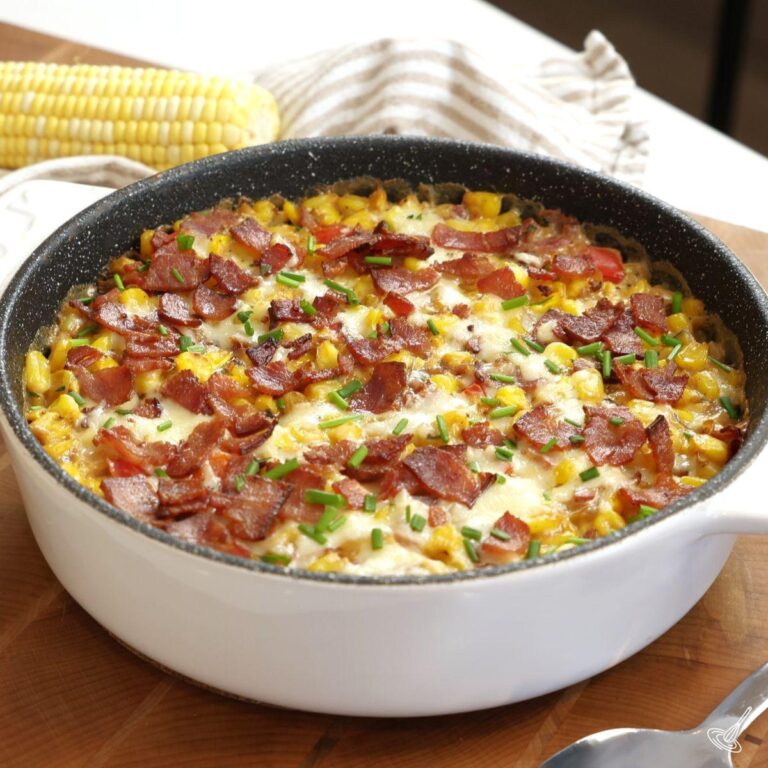 Turkey Bacon Creamed Corn Skillet