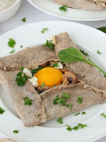 Galette Bretonne Forestière on a plate.
