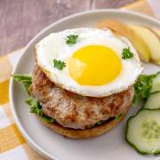 Turkey Breakfast Patties on a sandwich with egg.