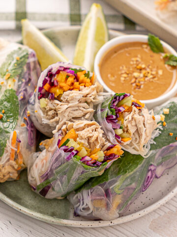 Turkey Spring Rolls on a plate.
