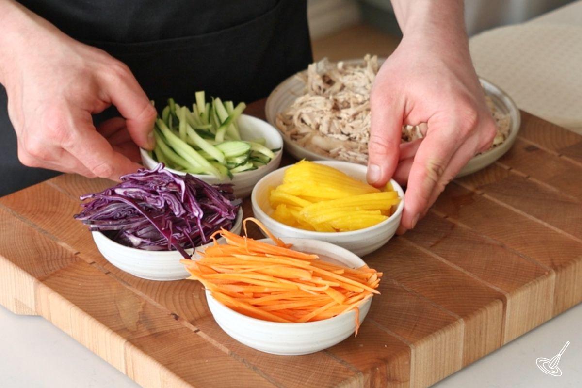 Sliced vegetables to make my leftover turkey summer rolls.