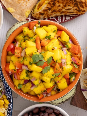 Easy Mango Lime Salsa in a serving bowl.