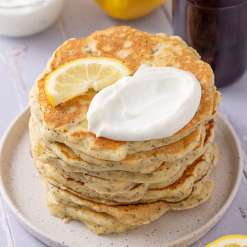 Lemon Poppy Seed Cottage Cheese Pancakes