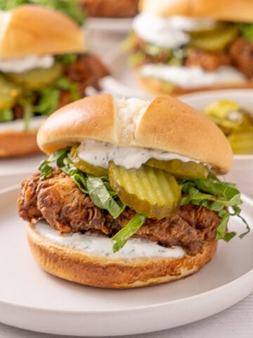 Crispy Dill Turkey Sandwich on a plate.