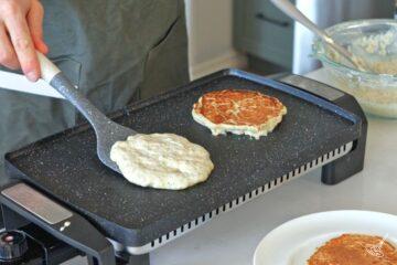 cook the lemon poppy seed cottage cheese pancakes on a griddle.