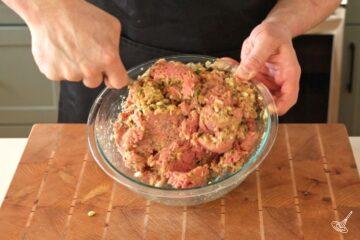 Add ground turkey to stuffing mixture.