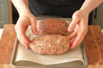Shape the meatloaf and place on tray