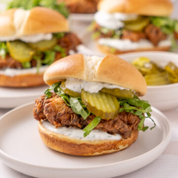 Crispy Dill Turkey Sandwich on a plate.