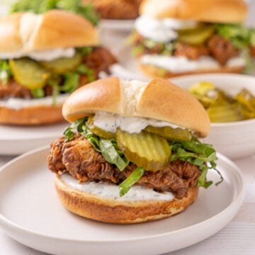 Crispy Dill Turkey Sandwich on a plate.