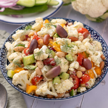 Marinated Cauliflower Salad in a serving bowl.