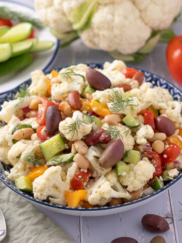 Marinated Cauliflower Salad in a serving bowl.