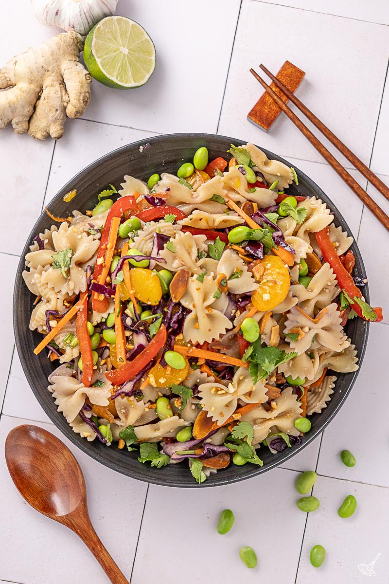 Asian Pasta Salad in a serving bowl.