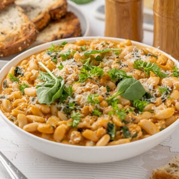 Creamy White Bean and Spinach Sausage Skillet