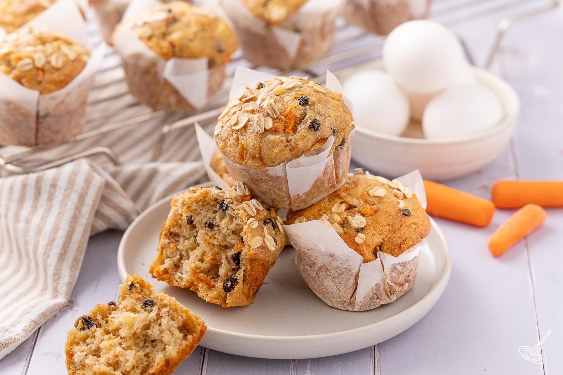 Carrot Pineapple Muffins on a plate.