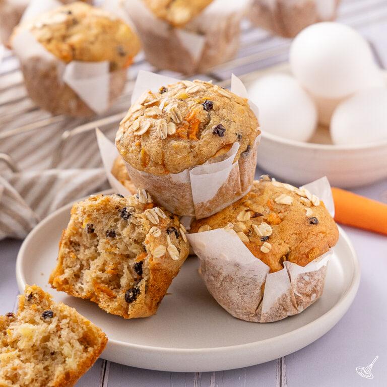 Carrot Pineapple Muffins on a plate.